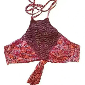 Altar’d State Swim Crocheted Halter Bikini Top Size SP